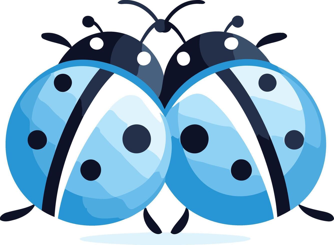 Cute, cartoon blue ladybugs with black spots, perfect for children s books, branding, and website design vector