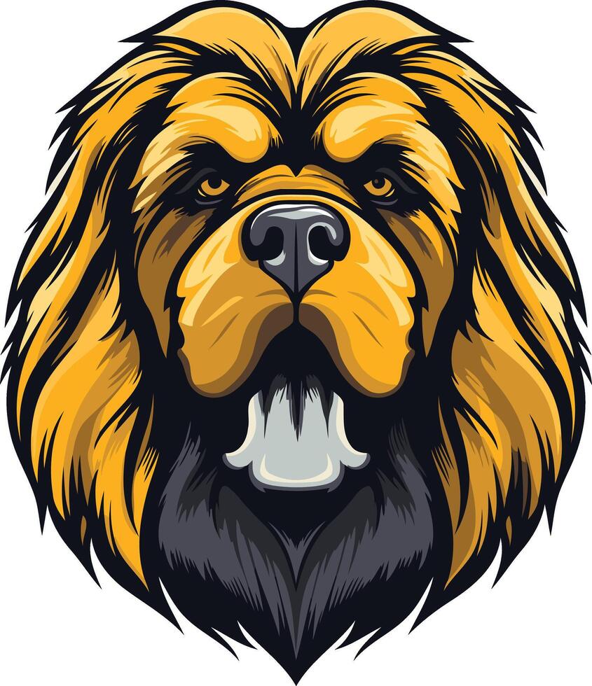 Powerful and majestic, this illustration depicts a golden lion s head, its fierce expression and sharp gaze conveying strength and authority vector
