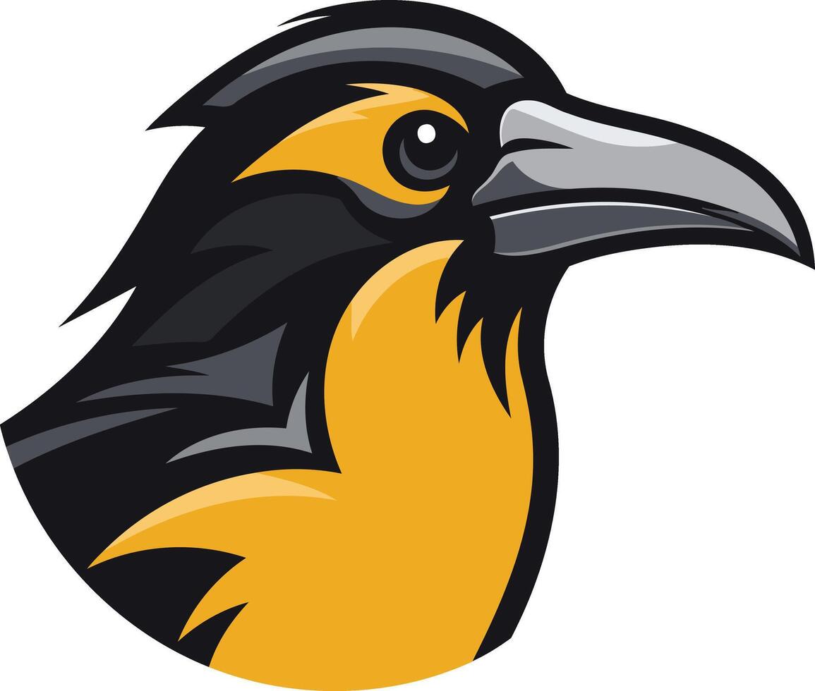 A powerful and striking illustration of a bird s head, featuring bold colors and sharp lines vector