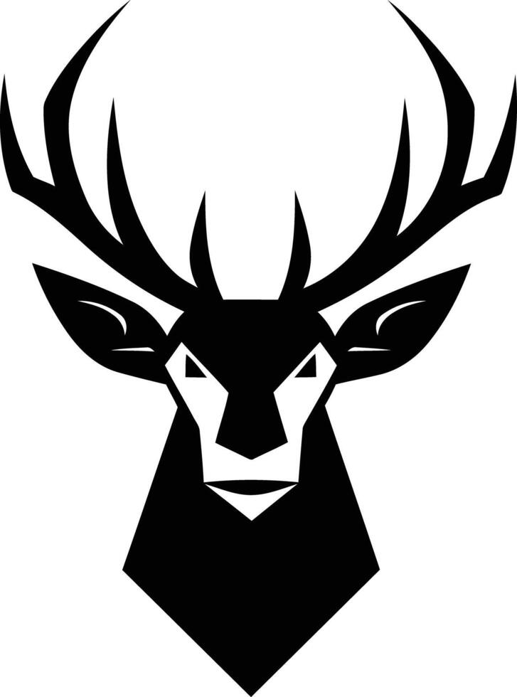 Bold, black and white silhouette of a deer s head, perfect for logo designs, branding, and wildlife imagery vector