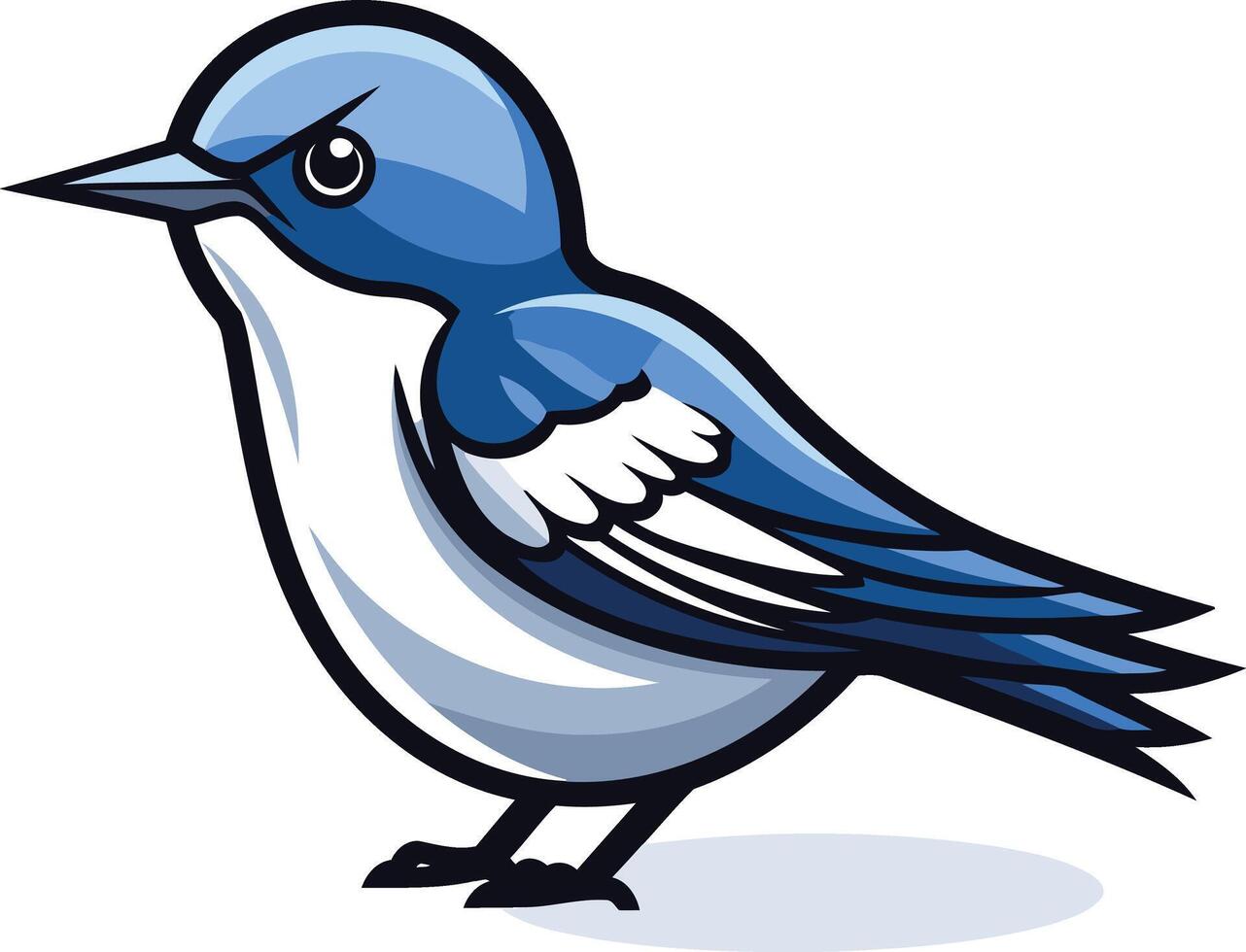 Cute cartoon bluebird with a bright blue body and white accents vector