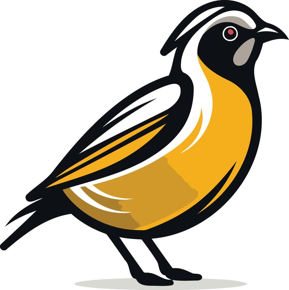 A cheerful, cartoon style bird illustration with a bright yellow body and black accents vector