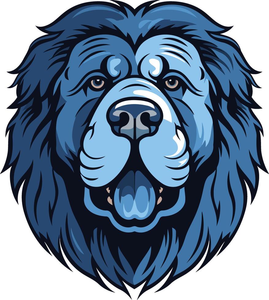 A bold and striking illustration of a dog s head, rendered in a cool blue color scheme vector