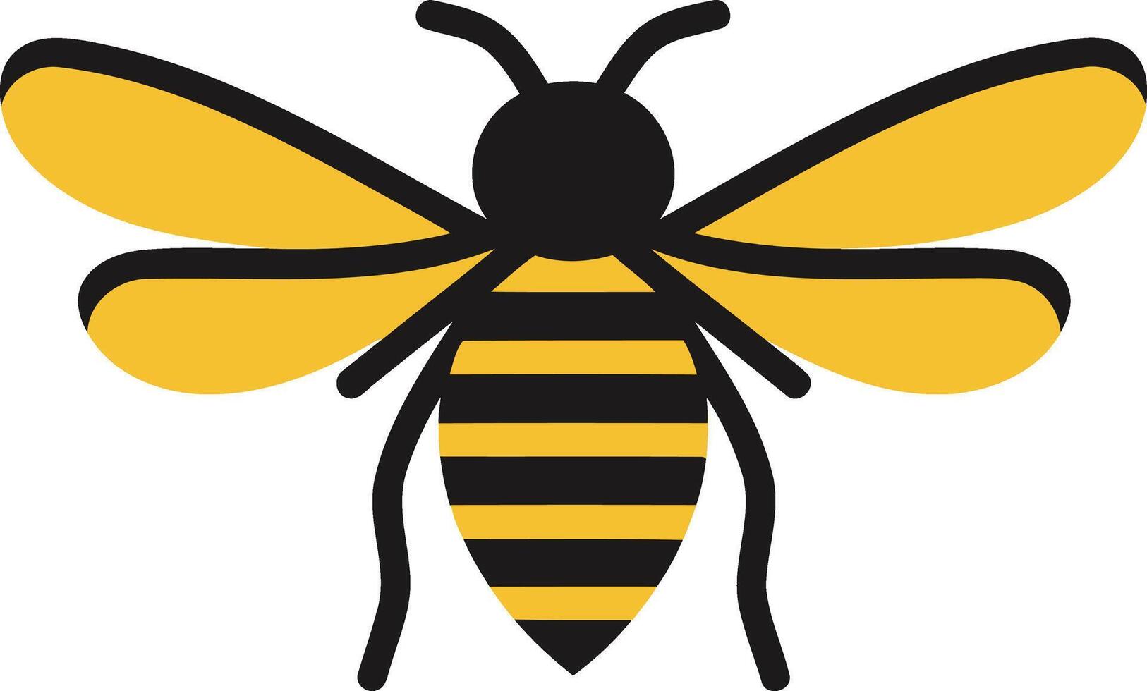 Simple and cute cartoon bee with yellow and black stripes vector
