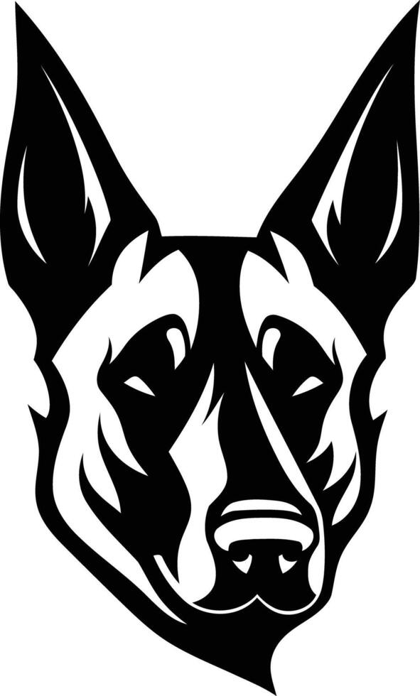 A bold black and white illustration of a german shepherd s head, perfect for logos, branding, and designs that need a strong, loyal presence vector