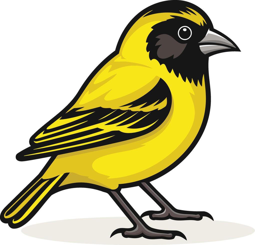 A cheerful yellow bird with black accents, perfect for children s books, educational materials, and branding vector