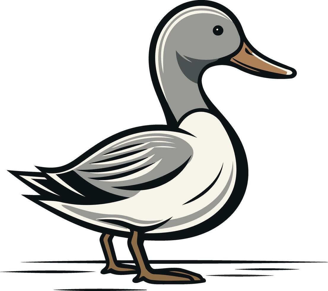 A cartoon illustration of a duck, perfect for kids books, educational materials, or any design project needing a friendly and approachable waterfowl image vector