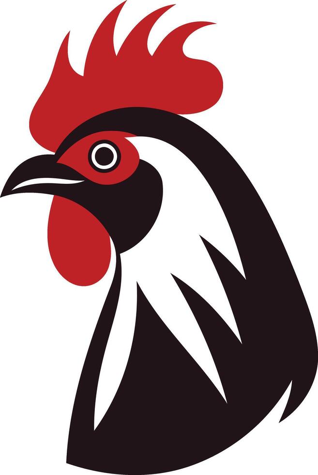 A bold, graphic illustration of a rooster s head, perfect for creating a powerful logo or branding element vector