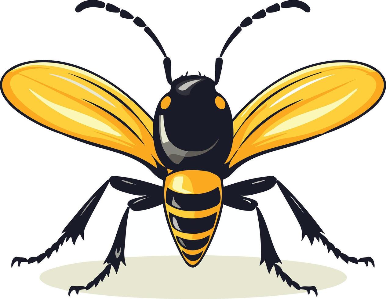 Cartoon illustration of a friendly yellow and black bee vector