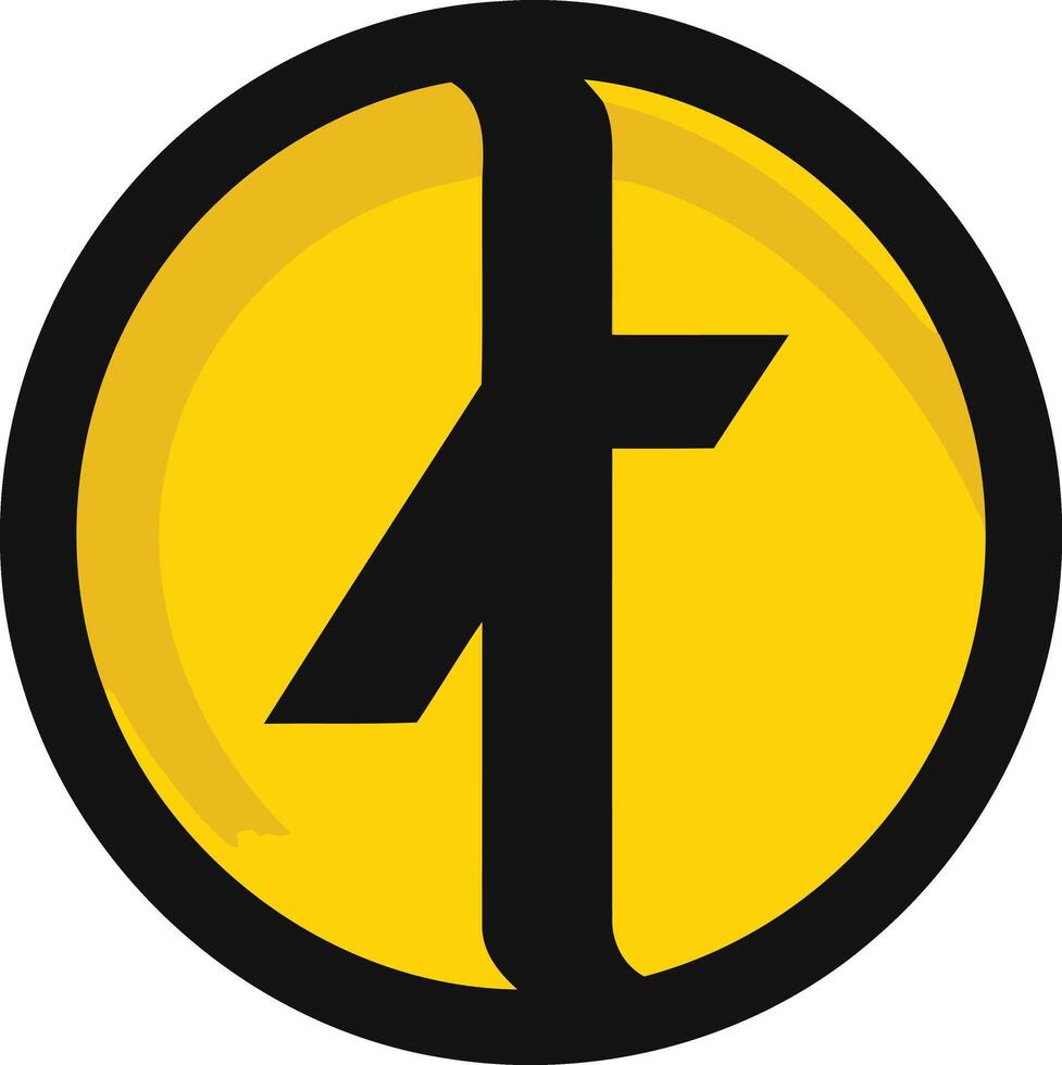 Abstract logo design featuring a stylized t within a yellow circle vector