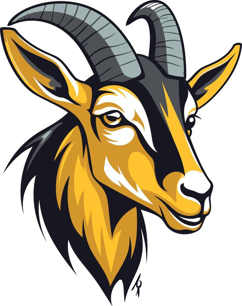 A bold and dynamic illustration of a goat s head, perfect for sports teams, branding, or as a mascot vector