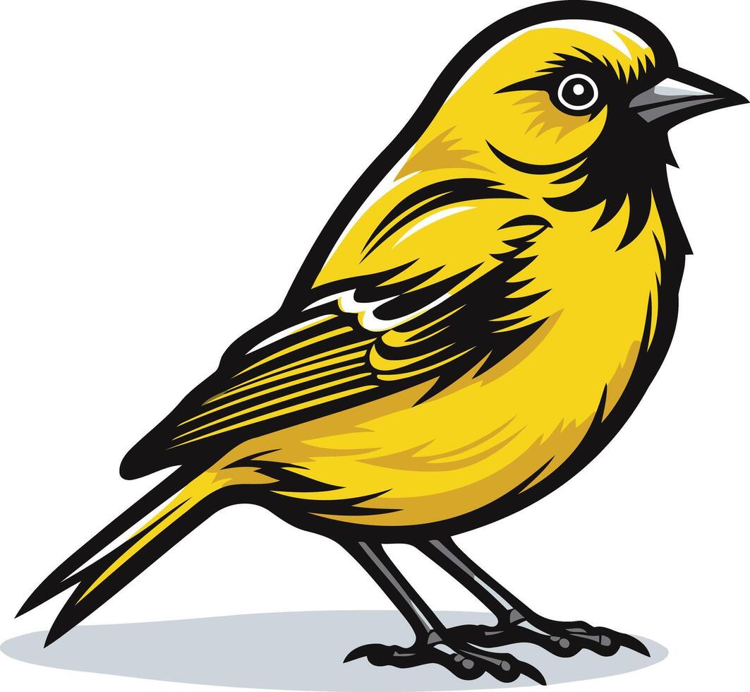 A cute cartoon yellow bird with a black beak vector