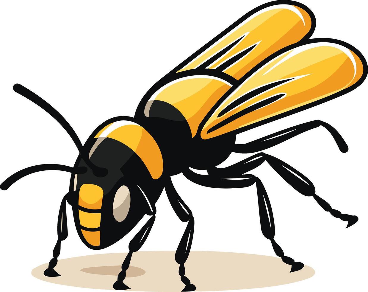Cartoon illustration of a cute yellow and black bee in a dynamic pose, ideal for kids books, educational materials, and playful designs vector