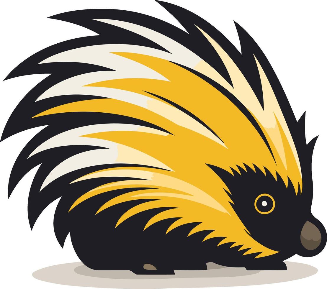 A playful and cartoonish illustration of a porcupine with yellow and black quills vector