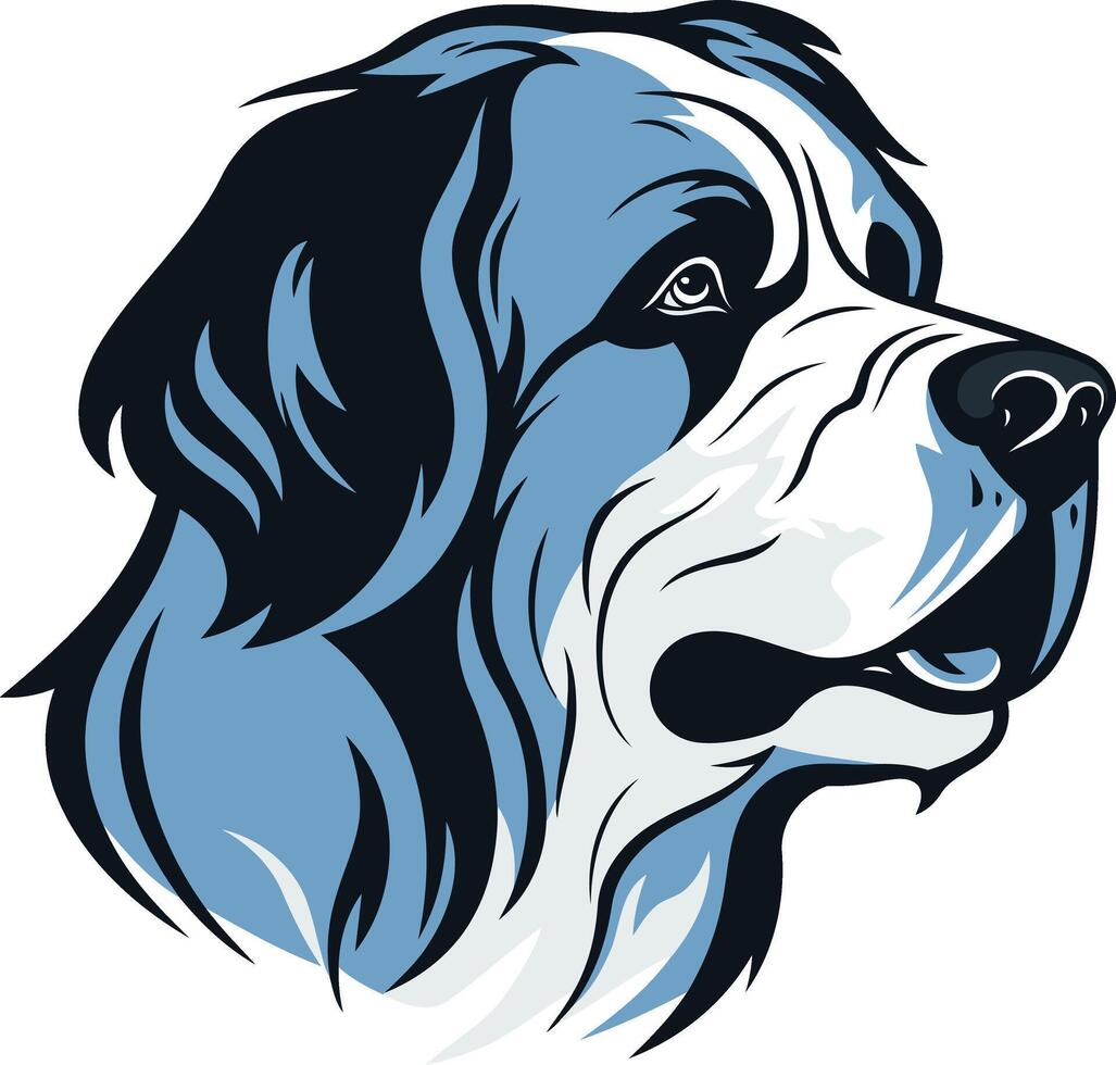 A striking illustration of a saint bernard dog s head in profile, rendered in a bold, graphic style vector