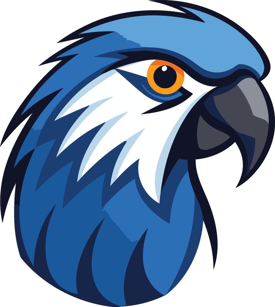 A bold and colorful illustration of a blue parrot s head, perfect for branding, logos, and mascot designs vector