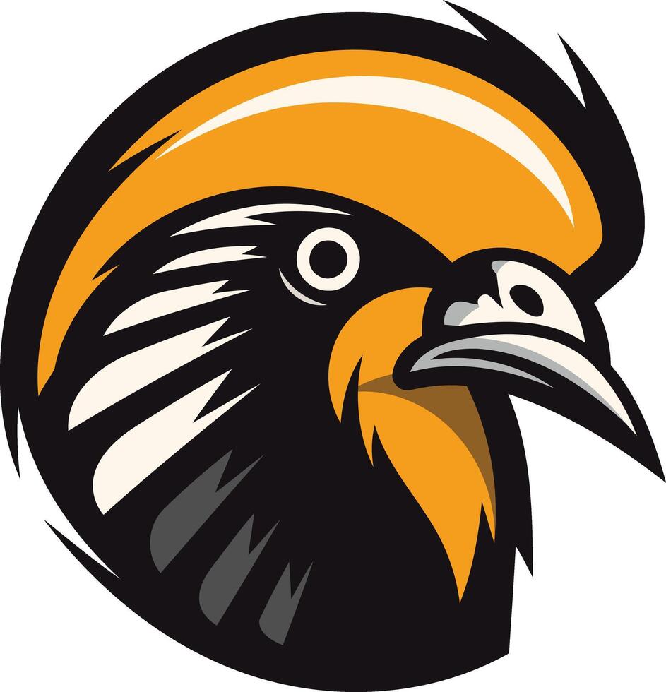 Bold and graphic illustration of a stylized bird s head with a distinctive crest vector