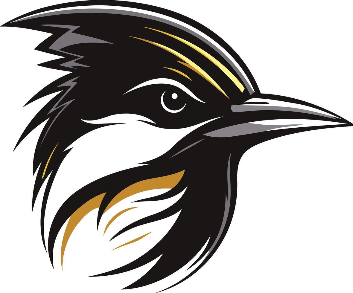 A bold and striking element illustration of a bird s head in black and yellow, perfect for logos, branding, and sports team mascots vector