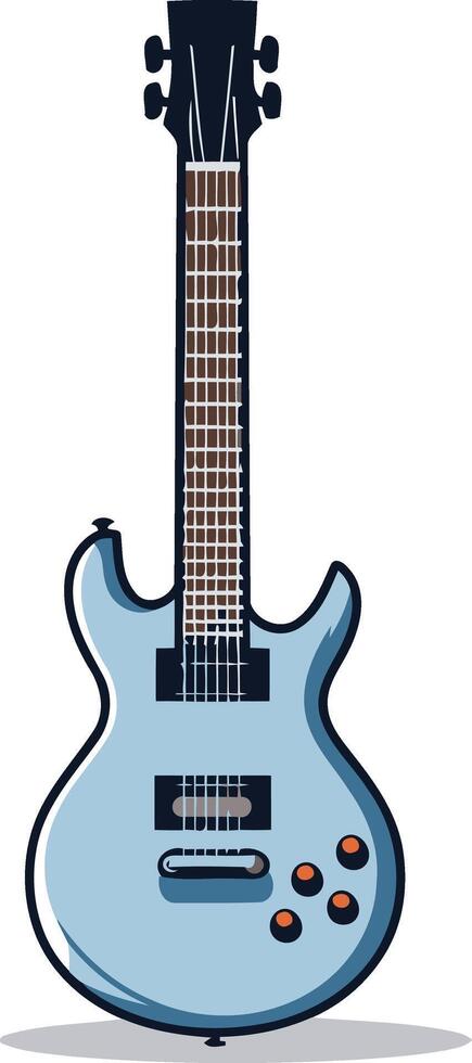 A cool blue electric guitar with a cartoonish style, perfect for adding a touch of rock n roll to your designs vector