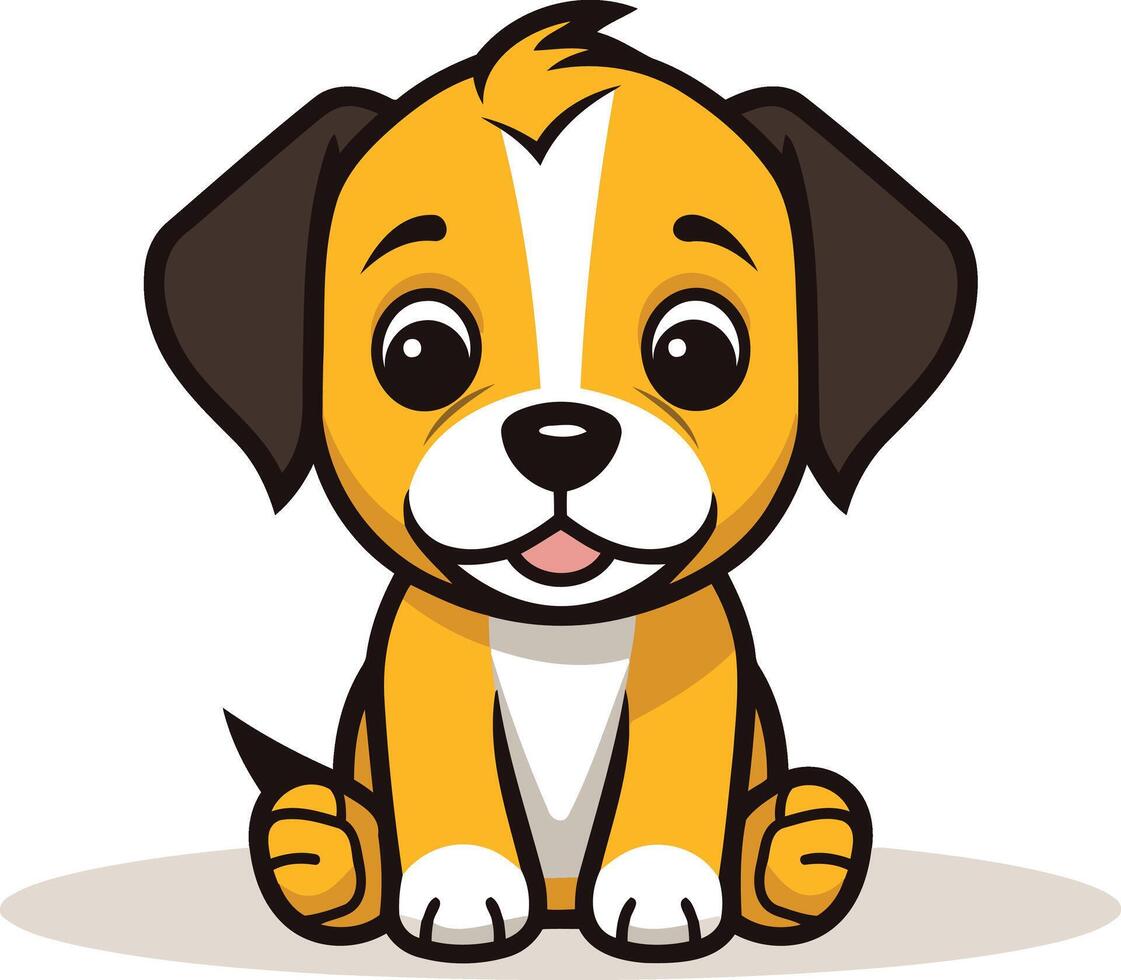 Adorable cartoon puppy with big eyes and a happy expression vector