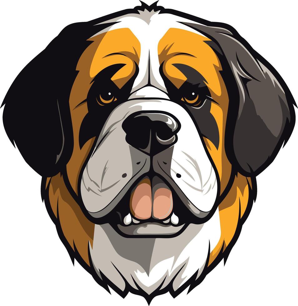 A friendly and approachable cartoon saint bernard with big brown eyes and a playful smile vector