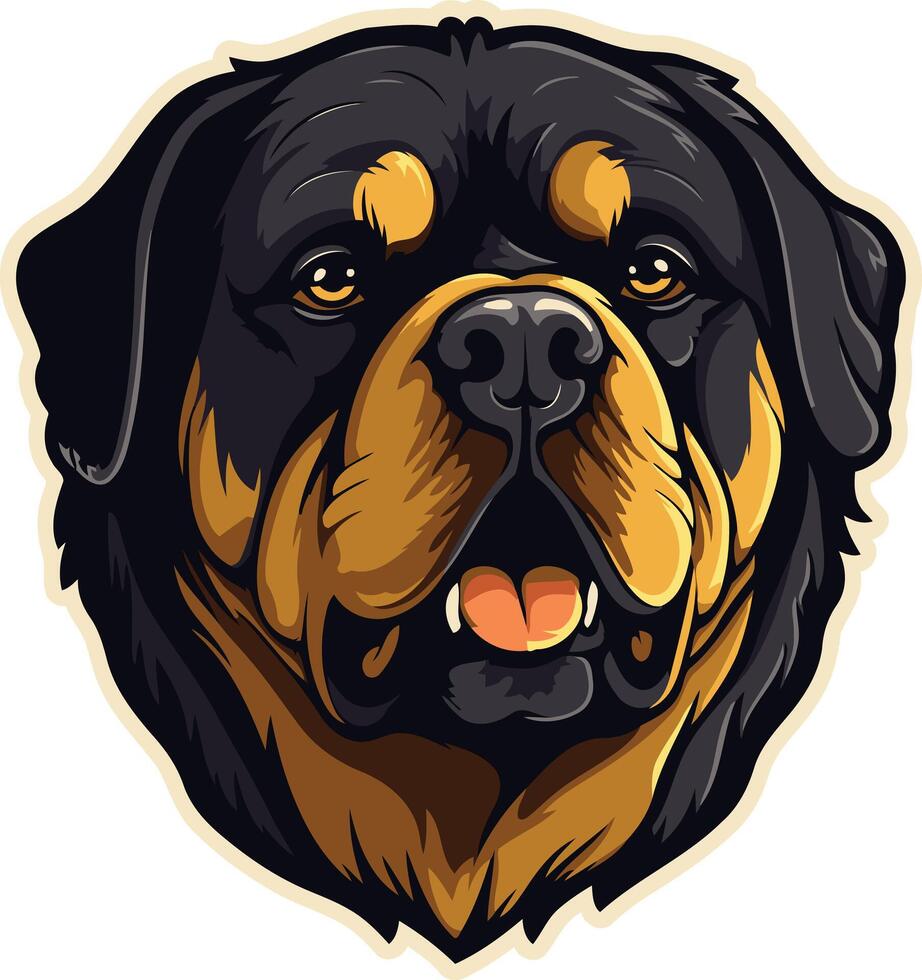 A detailed illustration of a rottweiler s head, showcasing its powerful and loyal nature vector