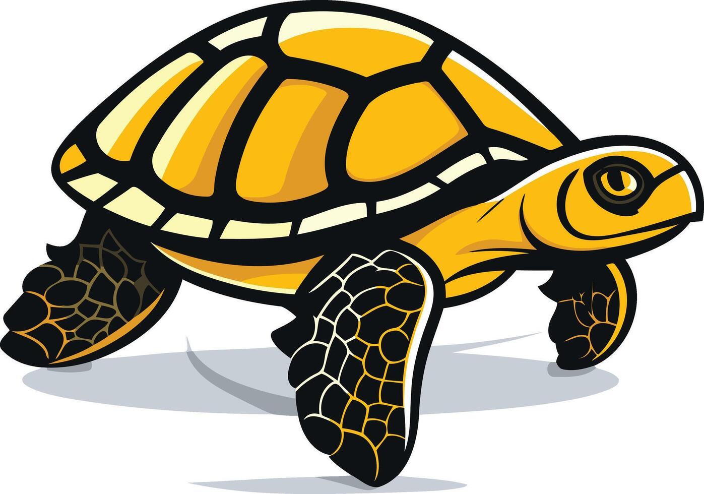 A friendly cartoon turtle with a yellow shell and black legs, perfect for children s books, illustrations, and branding vector