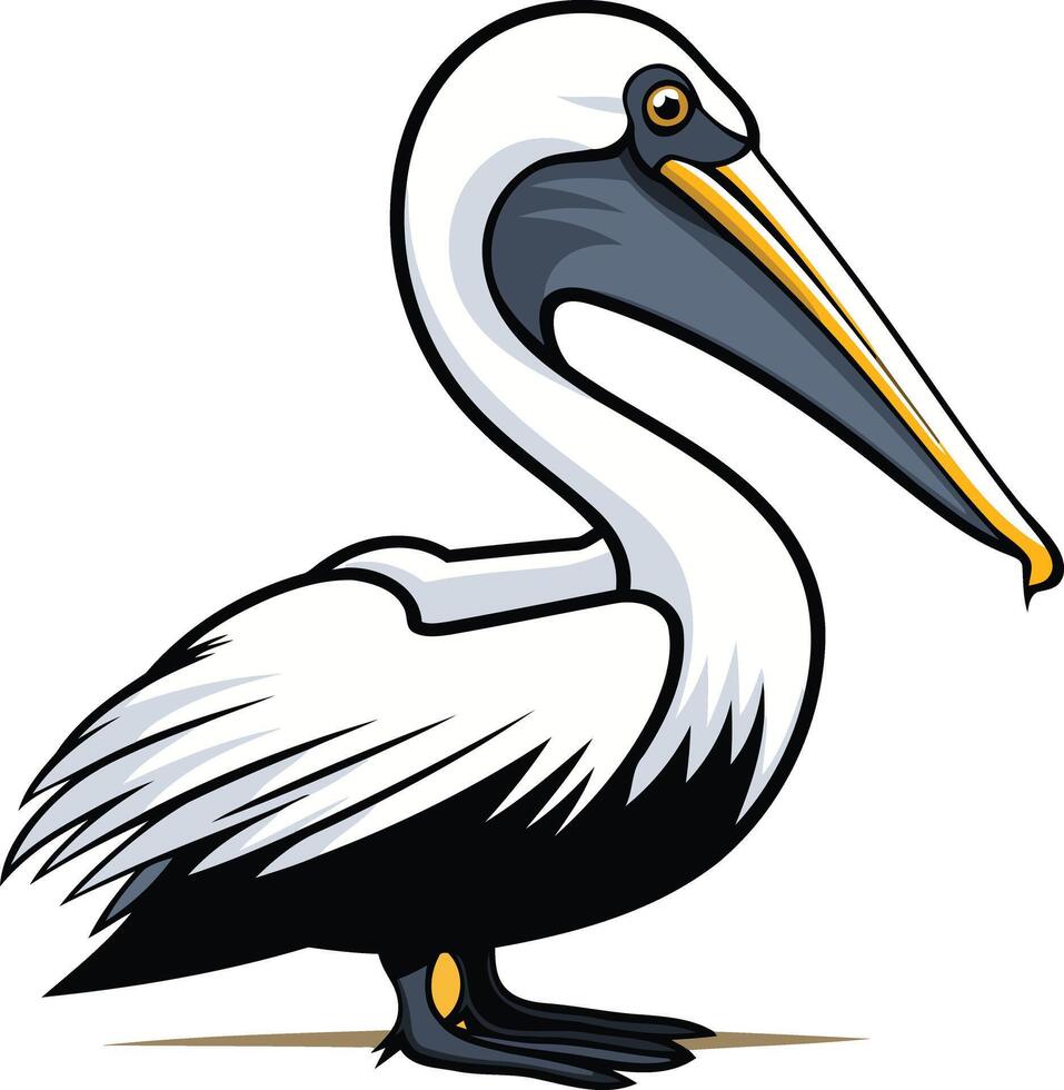 A cartoon pelican with a friendly expression, perfect for branding or children s content vector
