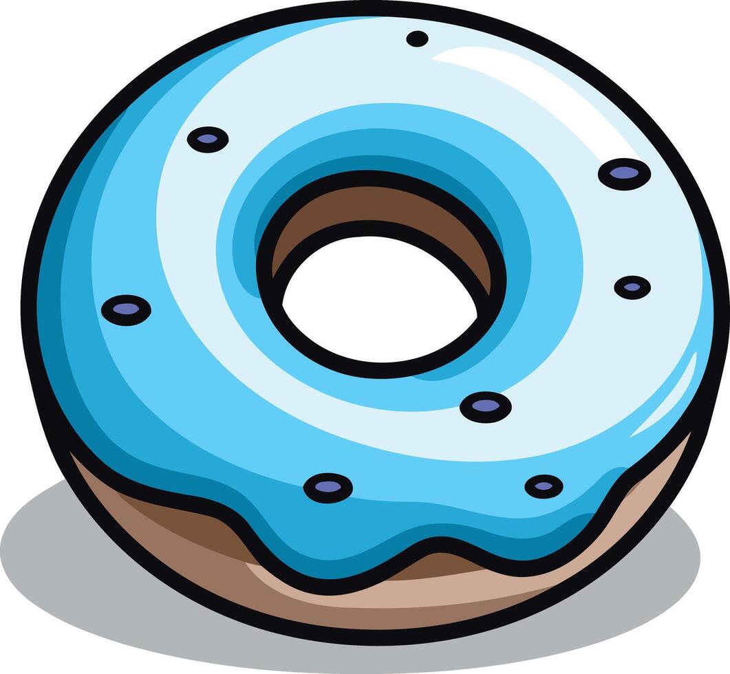 A delicious cartoon donut with blue frosting and sprinkles vector