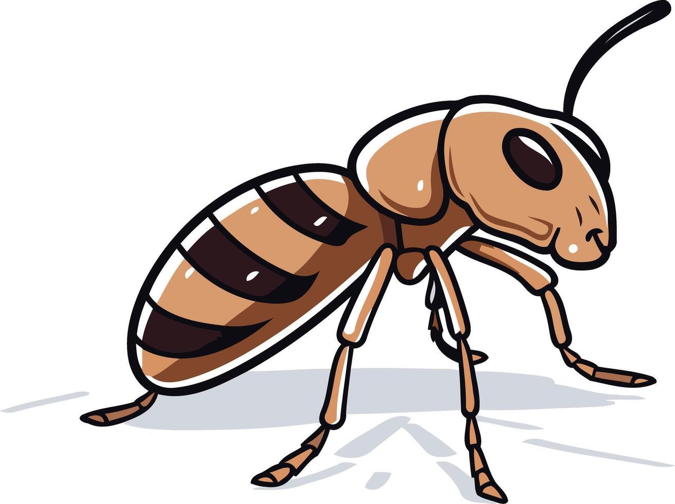 A cheerful cartoon ant with black stripes, ready to march into your designs perfect for kids books, insect illustrations, and more vector