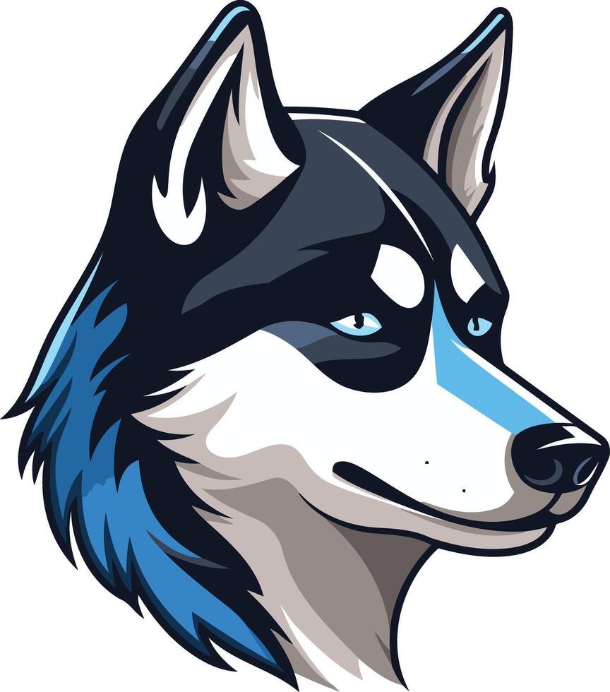A bold and colorful illustration of a husky s head, perfect for logos, branding, and merchandise vector