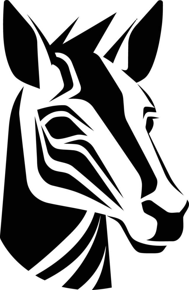 Stylized black and white illustration of a horse s head, perfect for branding, logos, and design projects vector