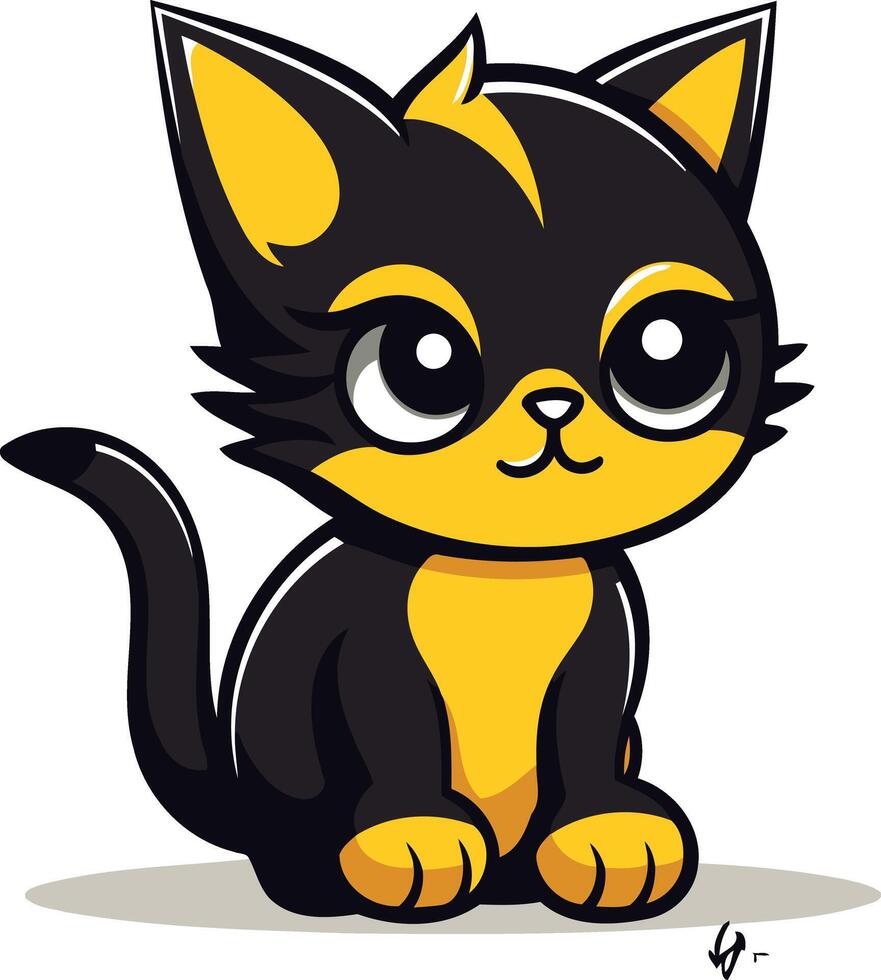 Cute cartoon cat with big eyes and a playful expression vector