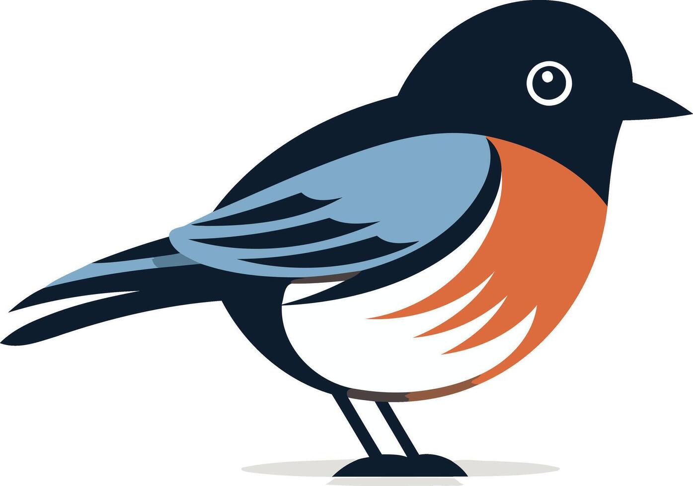 A friendly, cartoon style robin with a blue breast and orange belly vector