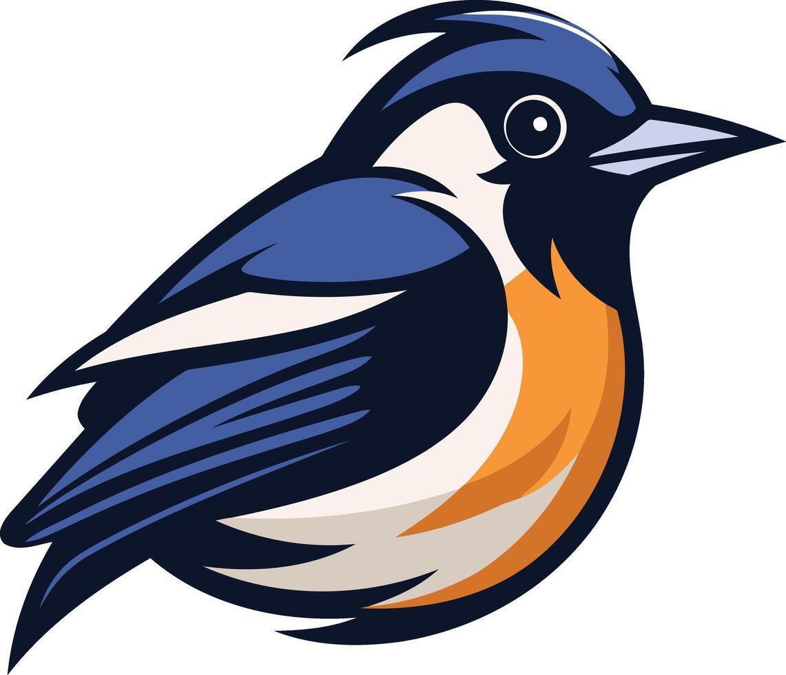 A friendly and vibrant cartoon bluebird with a bright orange chest, perfect for children s books, branding, and educational materials vector