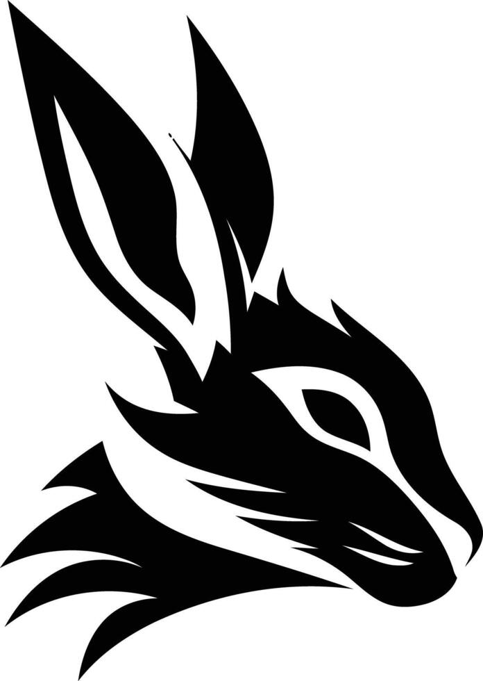 A bold and stylized black and white silhouette of a rabbit s head vector