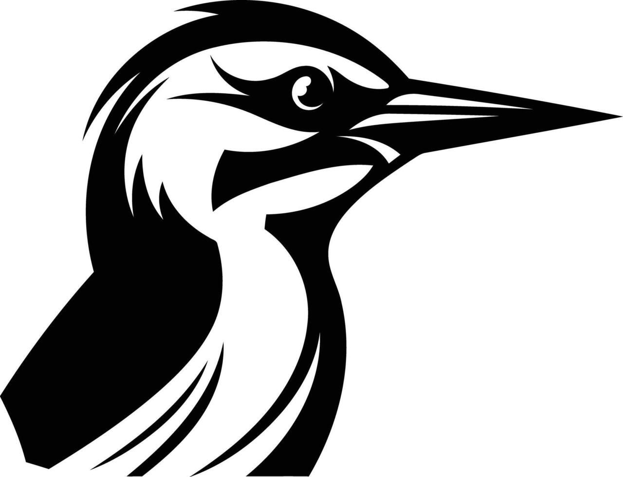 A bold, black and white illustration of a bird s head, perfect for use as a logo, mascot, or graphic design element vector