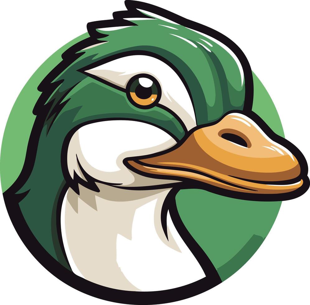 A cute cartoon duck with a green head and orange beak, perfect for children s books, clothing, or branding vector