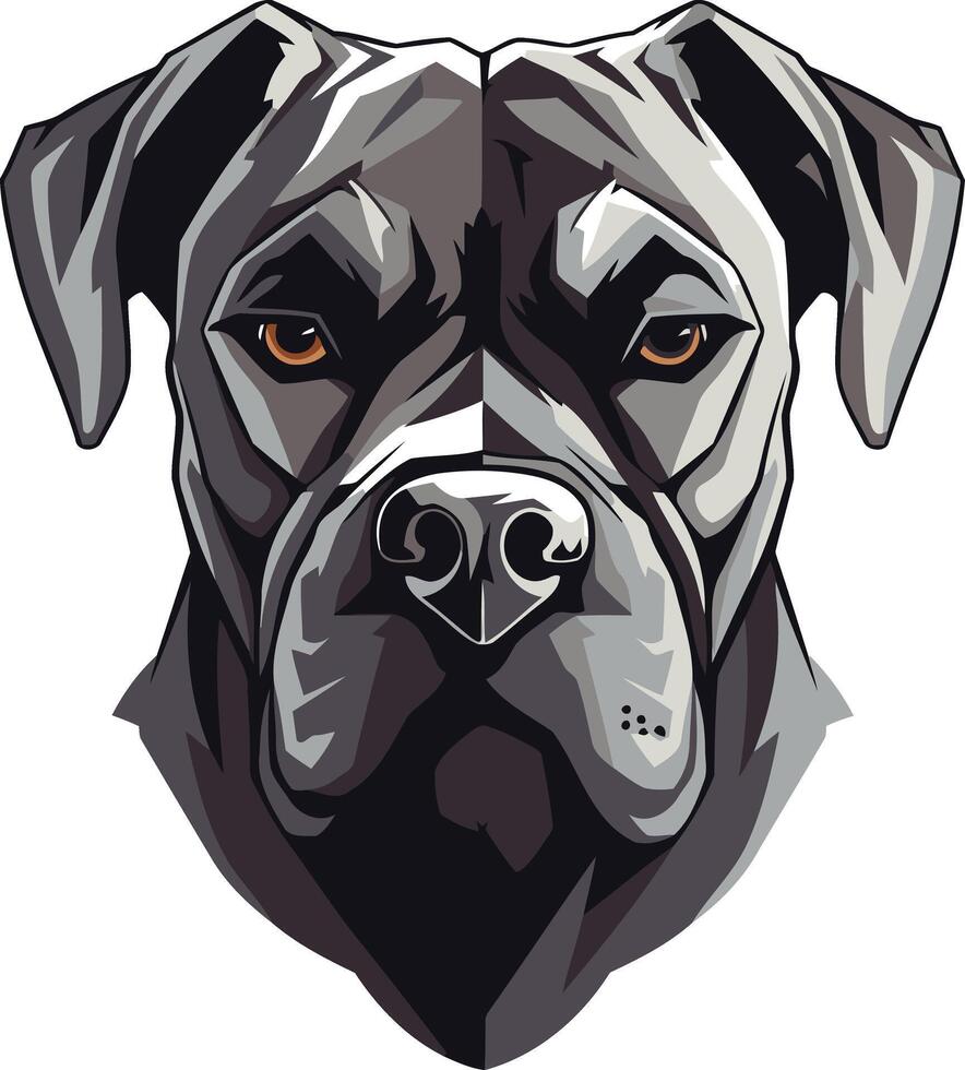 A striking illustration of a powerful black dog s head, perfect for designs needing a bold and assertive look vector