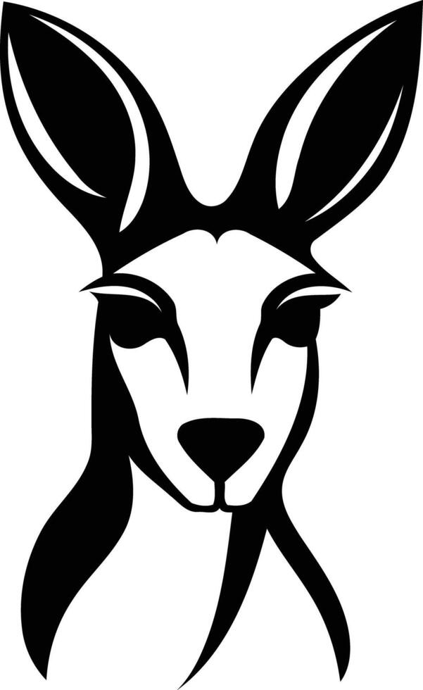 A bold black and white illustration of a kangaroo s head, perfect for branding, logos, or t shirt designs vector