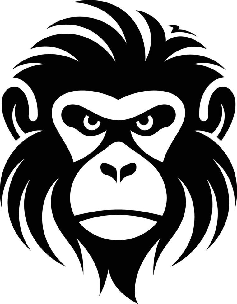 A bold, black and white illustration of a monkey s face, perfect for tattoos, logos, and designs with a fierce, powerful aesthetic vector