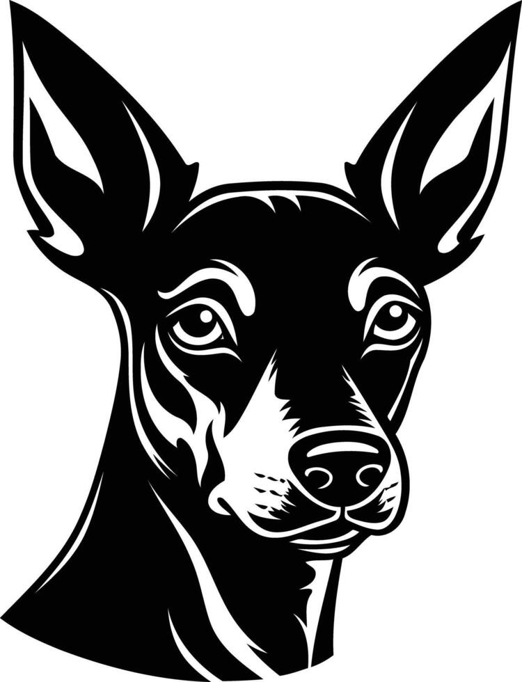 Black and white illustration of a dog s head, perfect for pet themed designs, tattoos, and logos vector