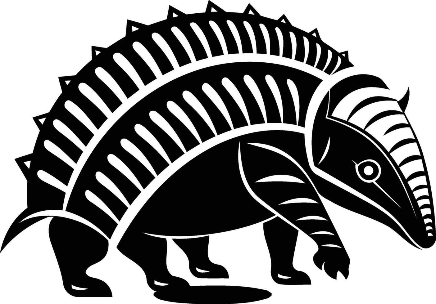 Bold black and white illustration of an armadillo, perfect for tattoo designs, wildlife, and nature themes vector