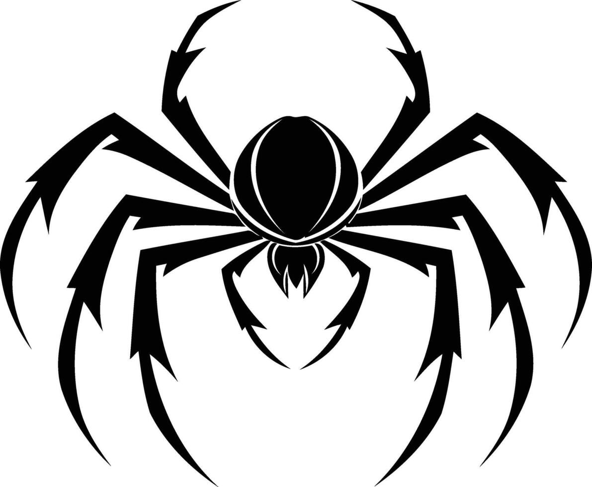 Stylized black and white spider illustration, perfect for tattoos, apparel designs, or any project needing a bold, edgy aesthetic vector
