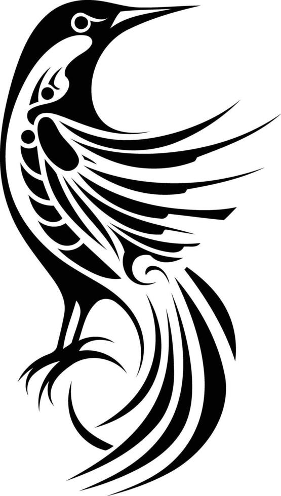 Tribal bird tattoo design, perfect for body art inspiration or graphic design vector