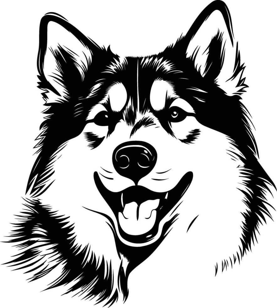 A striking black and white illustration of a siberian husky s head vector