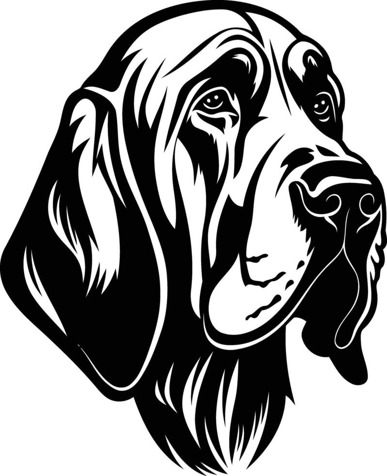 Black and white illustration of a dog's head, perfect for t shirt designs, posters, or tattoo inspiration vector