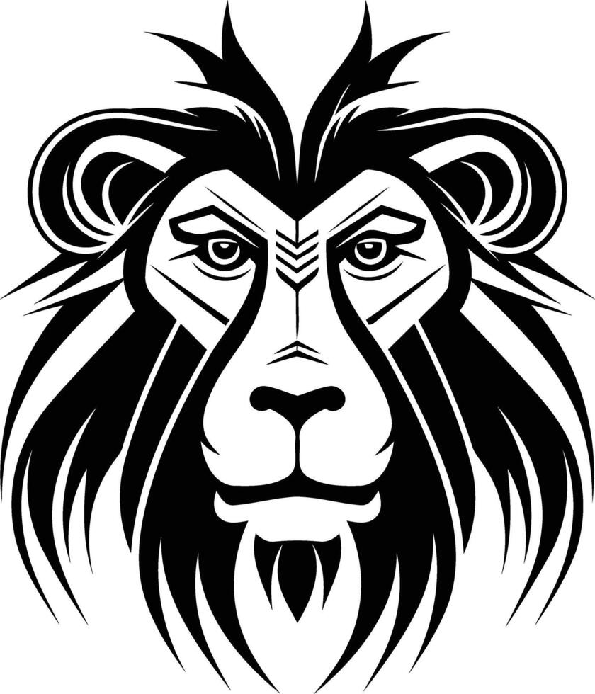 Bold and graphic black and white lion head illustration, perfect for tattoo designs, branding, or t shirt prints vector