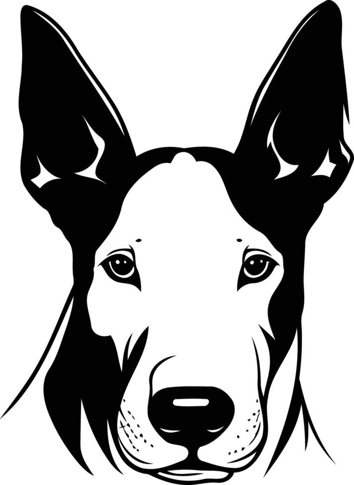 A striking black and white portrait of a bull terrier s head, perfect for creating strong, bold designs vector