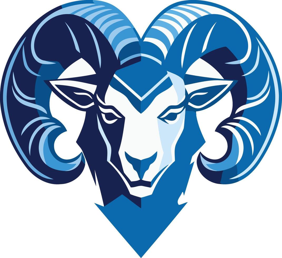 A bold and striking logo design featuring a ram s head with prominent horns vector